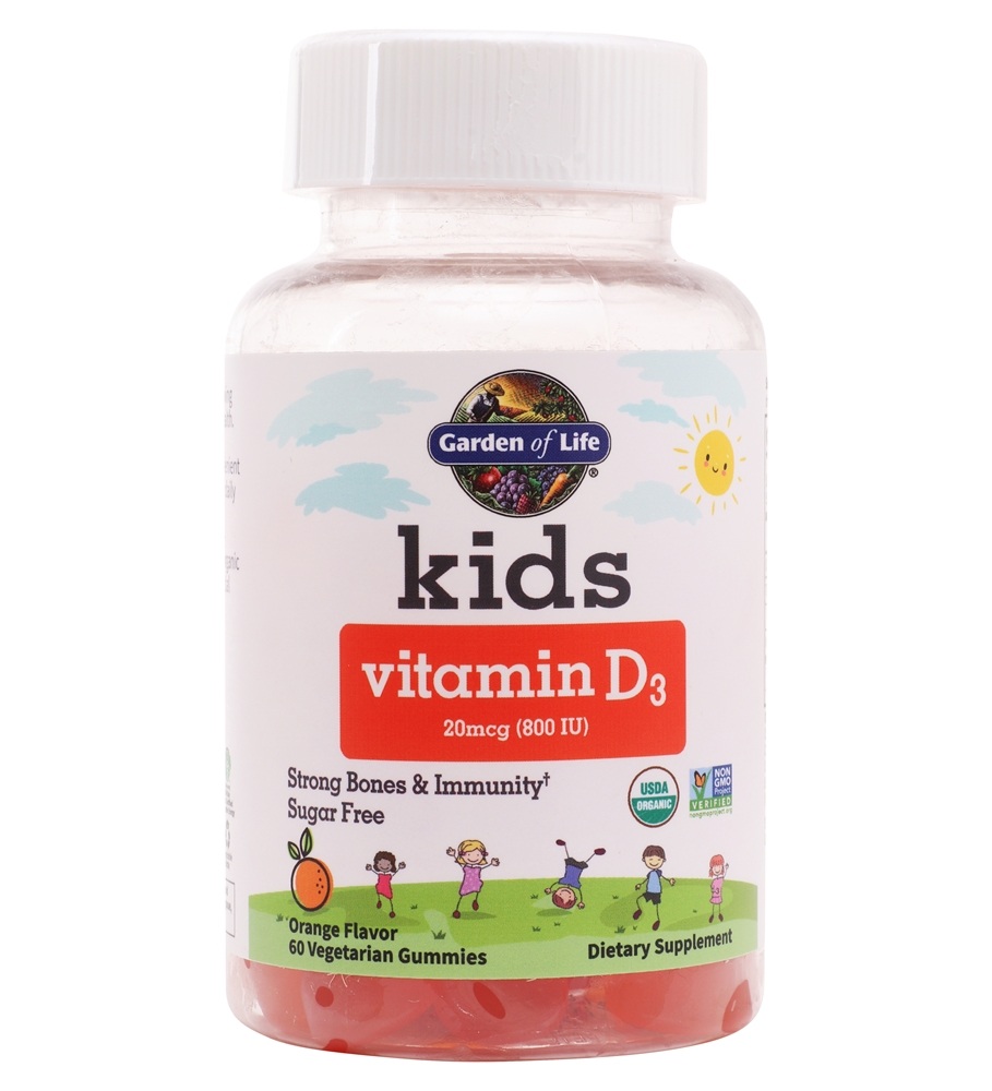 Garden of Life - Kids Vitamin D3 Sugar Free Orange 20 mcg. - 60 Vegetarian Gummies