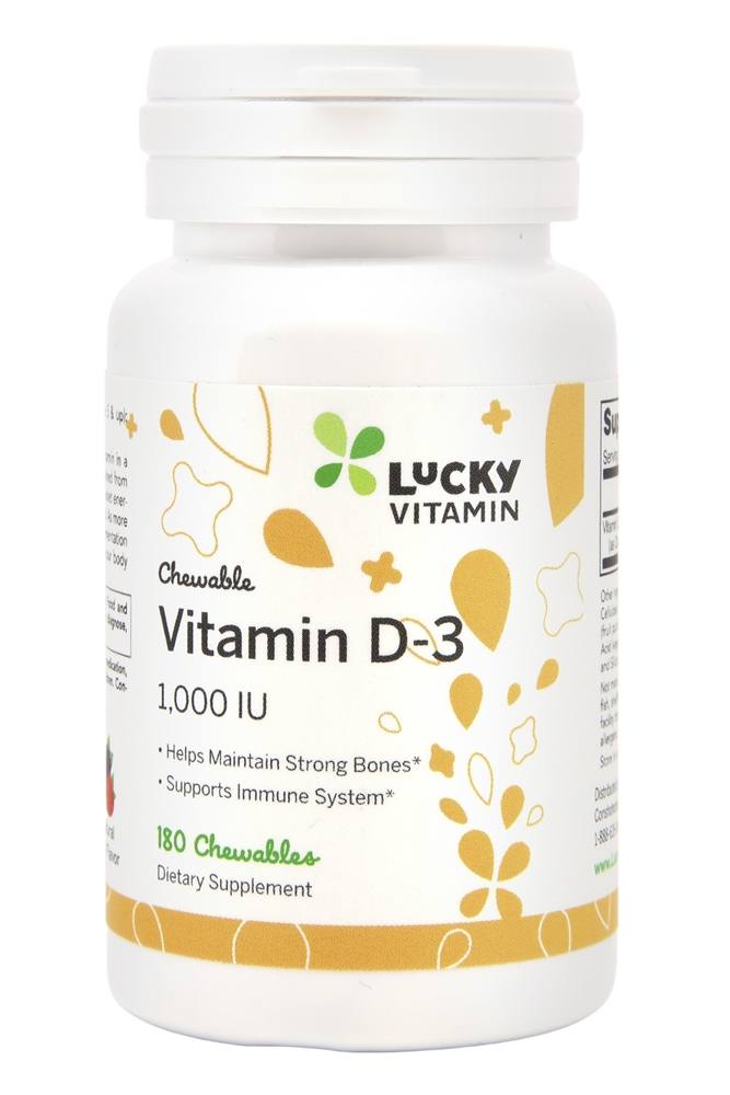 LuckyVitamin - Vitamin D3 Fruit Flavored 1000 IU - 180 Chewable Tablets