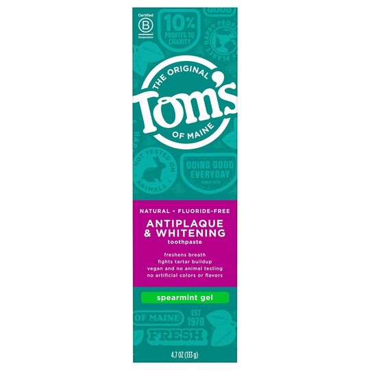 Tom's of Maine - Natural Fluoride-Free Antiplaque & Whitening Toothpaste Spearmint Gel - 4.7 oz.