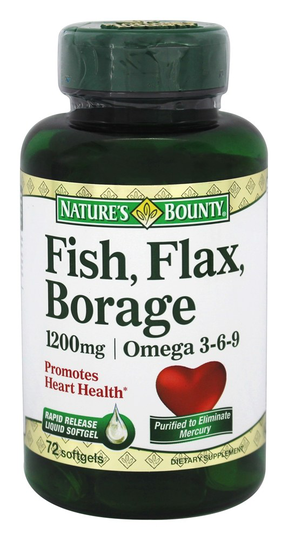 Nature's Bounty - Fish Flax Borage 1200 mg. - 72 Softgels