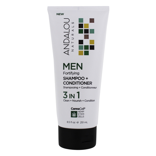 Andalou Naturals - CannaCell 3 In 1 Men Fortifying Shampoo Conditioner - 8.5 fl. oz.