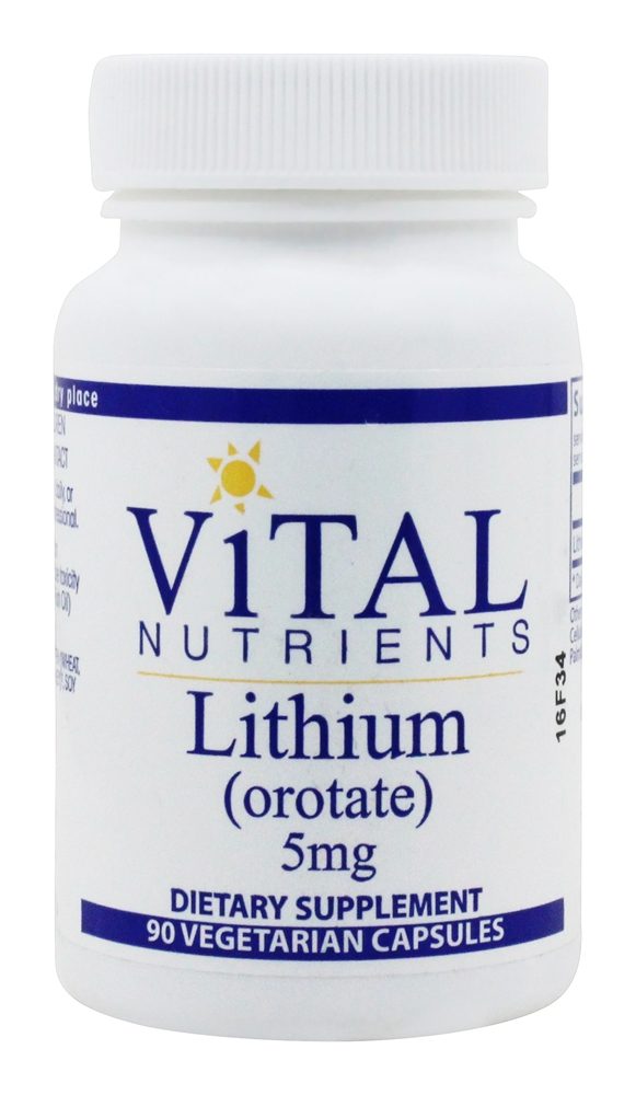 Vital Nutrients - Lithium Orotate 5 mg. - 90 Vegetarian Capsules