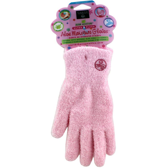 Earth Therapeutics Ultra Plush Aloe Moisture Gloves Pink 1 Pair