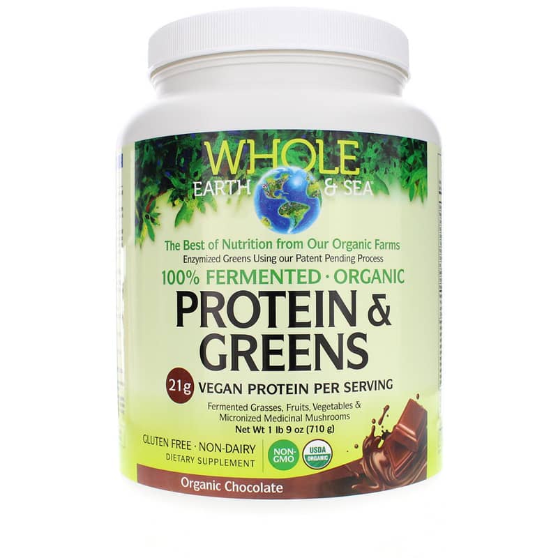 Natural Factors Whole Earth & Sea Fermented Protein & Greens Chocolate 16.9 Oz