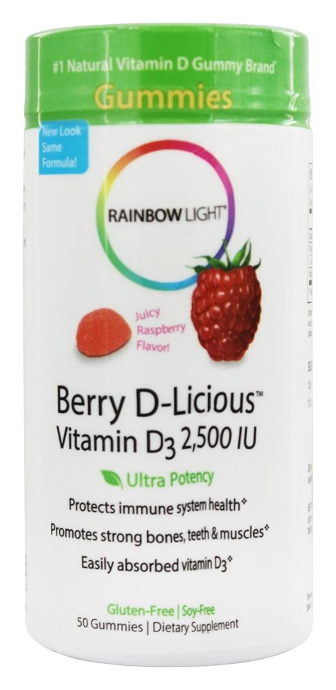 Rainbow Light - Berry D-Licious Vitamin D3 Ripe Raspberry 2500 IU - 50 Gummies