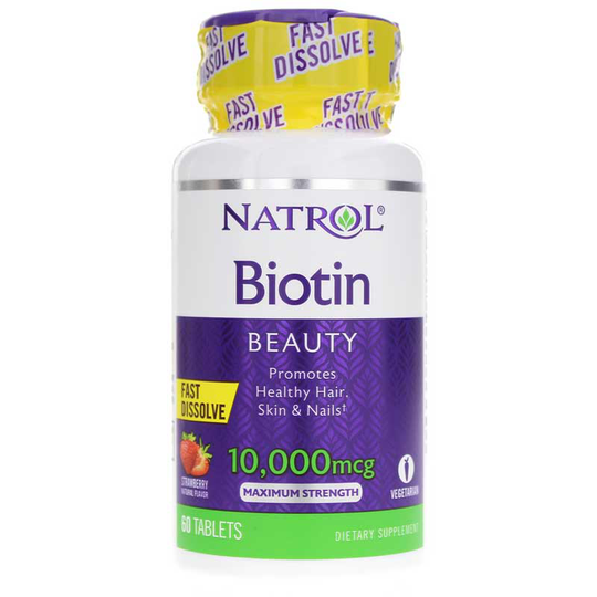 Natrol Biotin 10,000 Mcg Maximum Strength Fast Dissolve 60 Strawberry Tablets