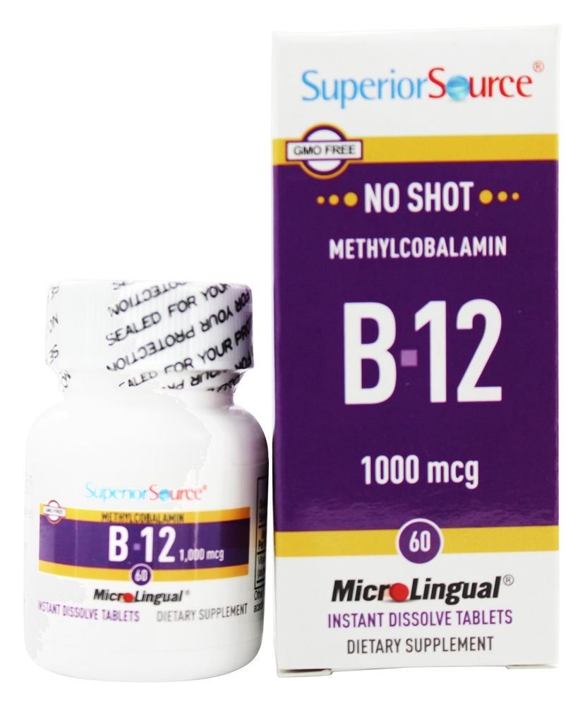 Superior Source - No Shot B12 Methylcobalamin 1000 mcg. - 60 Quick Dissolve Tablets