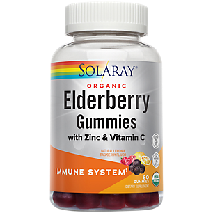 Organic Elderberry Gummies with Zinc & Vitamin C - Immune Support - Lemon & Raspberry (60 Gummies )