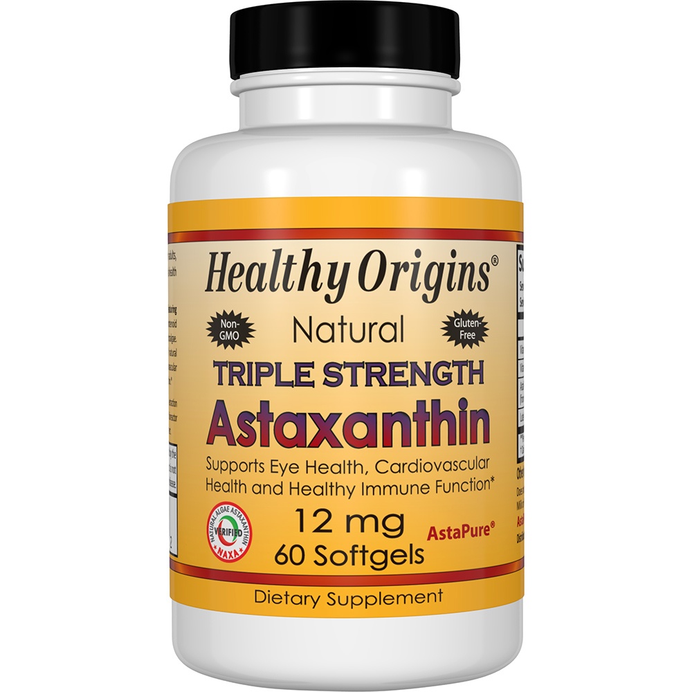 Healthy Origins - Natural Astaxanthin Triple Strength 12 mg. - 60 Softgels