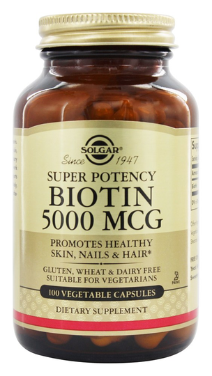 Solgar - Biotin Super Potency 5000 mcg. - 100 Vegetarian Capsules
