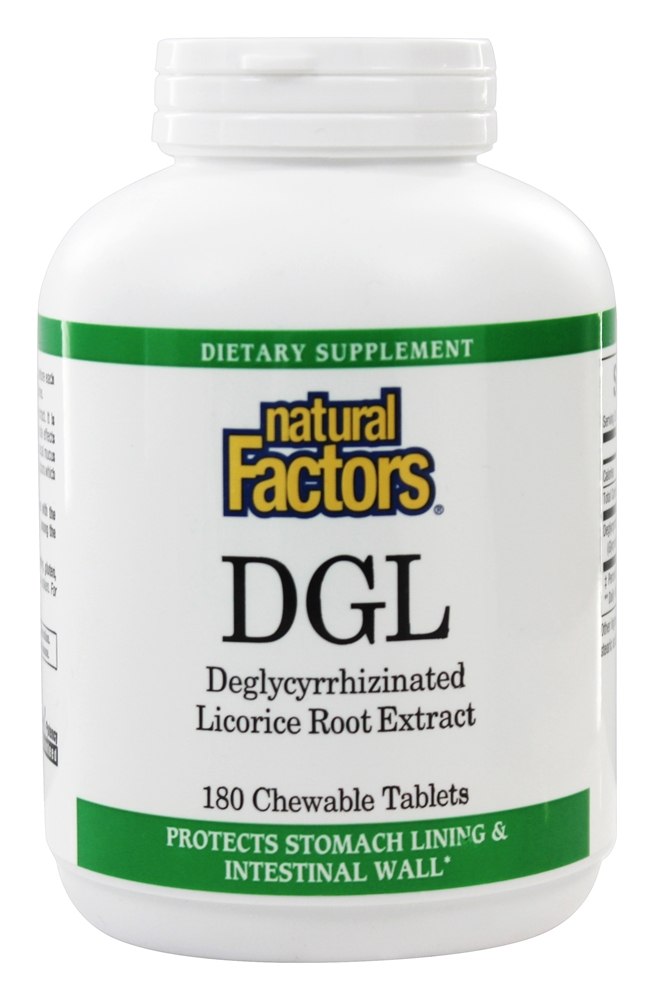 Natural Factors - DGL Deglycyrrhizinated Licorice 400 mg. - 180 Chewable Tablets
