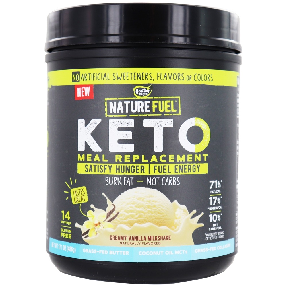 Nature Fuel - Keto Meal Replacement Powder 14 Servings Creamy Vanilla Milkshake - 17.1 oz.