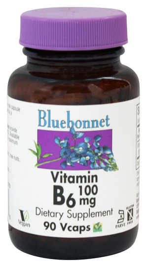 Bluebonnet Nutrition - Vitamin B6 100 mg. - 90 Vegetarian Capsules