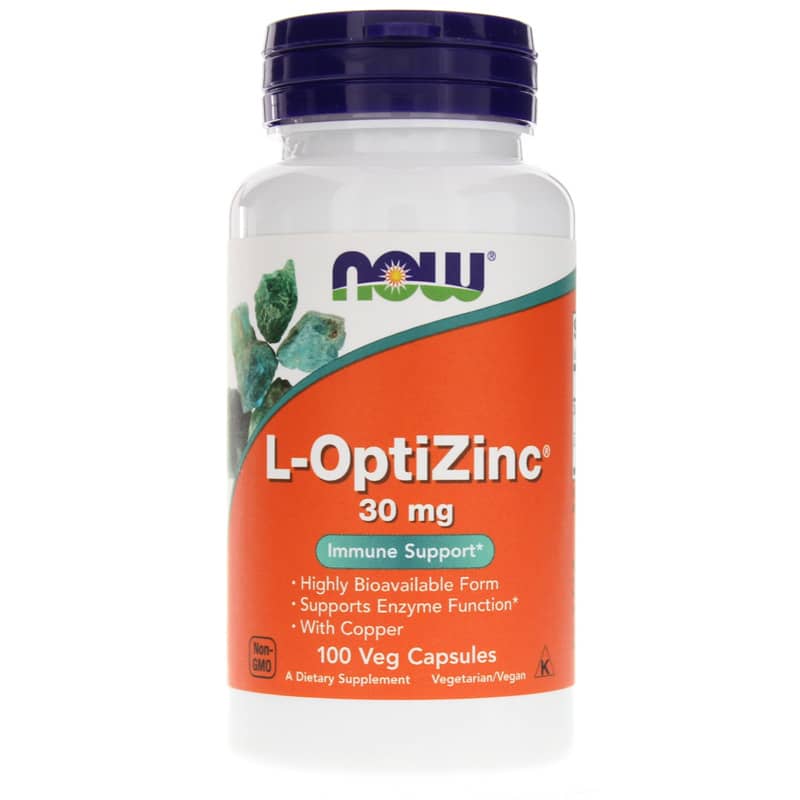 NOW Foods L-OptiZinc 30 Mg 100 Veg Capsules