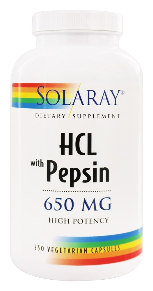 Solaray - HCL With Pepsin High Potency 650 mg. - 250 Capsules