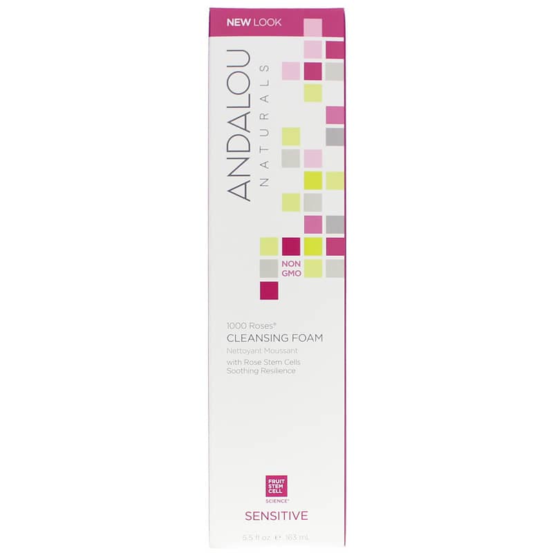 Andalou Naturals 1000 Roses Cleansing Foam, Sensitive Formula 5.5 Oz