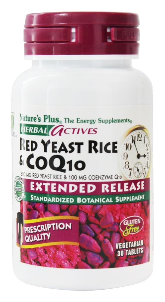 Natures Plus - Herbal Actives Extended Release Red Yeast Rice 600 Mg & CoQ10 100 Mg - 30 Vegetarian Tablets