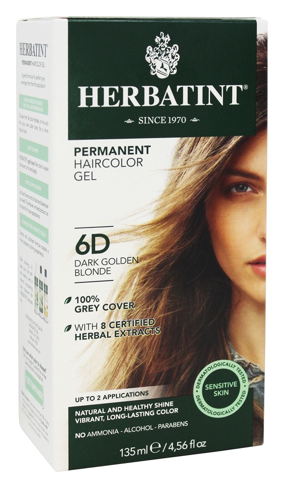 Herbatint - Herbal Haircolor Permanent Gel 6D Dark Golden Blonde - 4.5 fl. oz.