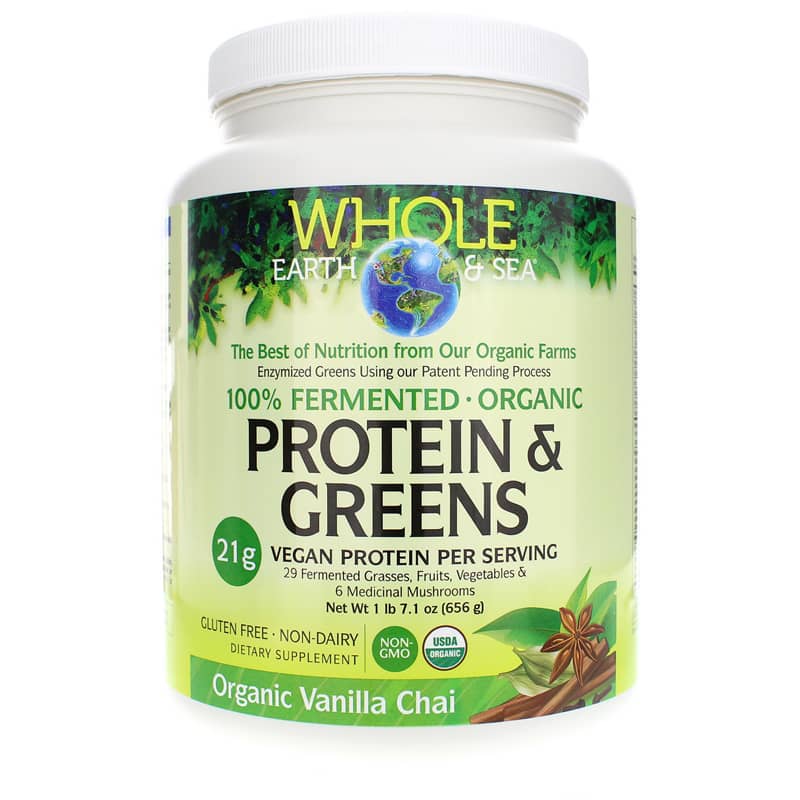 Natural Factors Whole Earth & Sea Fermented Protein & Greens Vanilla Chai 16.7 Oz