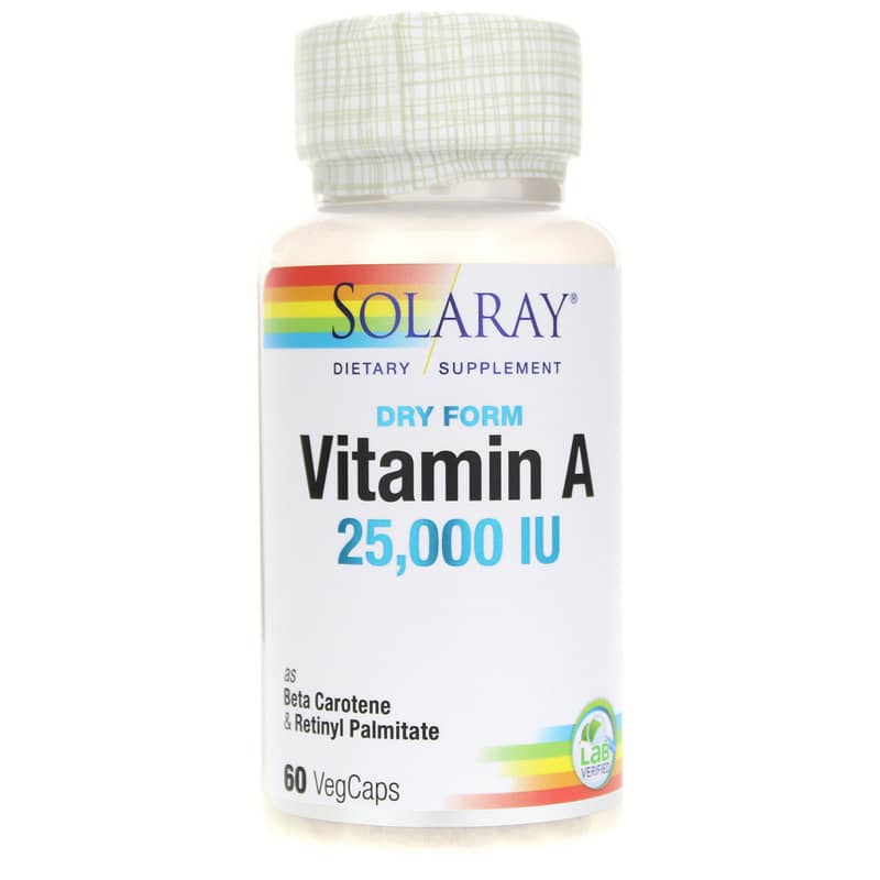 Solaray Dry Vitamin A 7500 Mcg (25,000 IU) 60 Veg Capsules