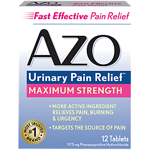AZO Urinary Pain Relief - Maximum Strength - Relieves Pain, Burning & Urgency (12 Tablets)