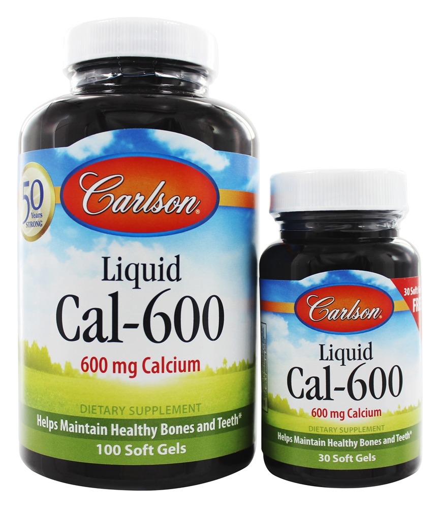 Carlson Labs - Liquid Cal-600 Calcium 600 mg. - Bonus Pack 100 30 Softgels