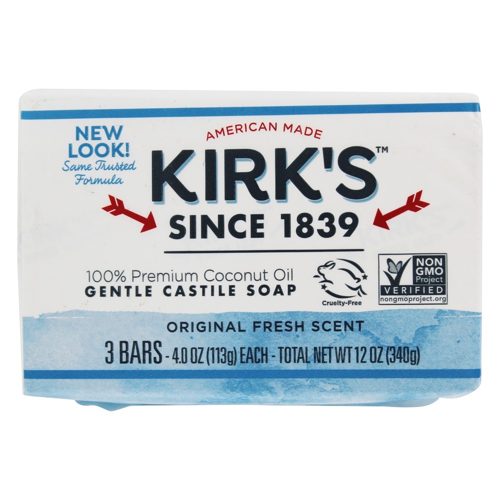 Kirk's Natural - Premium Coconut Oil Castile Soaps Original - 3 Pack