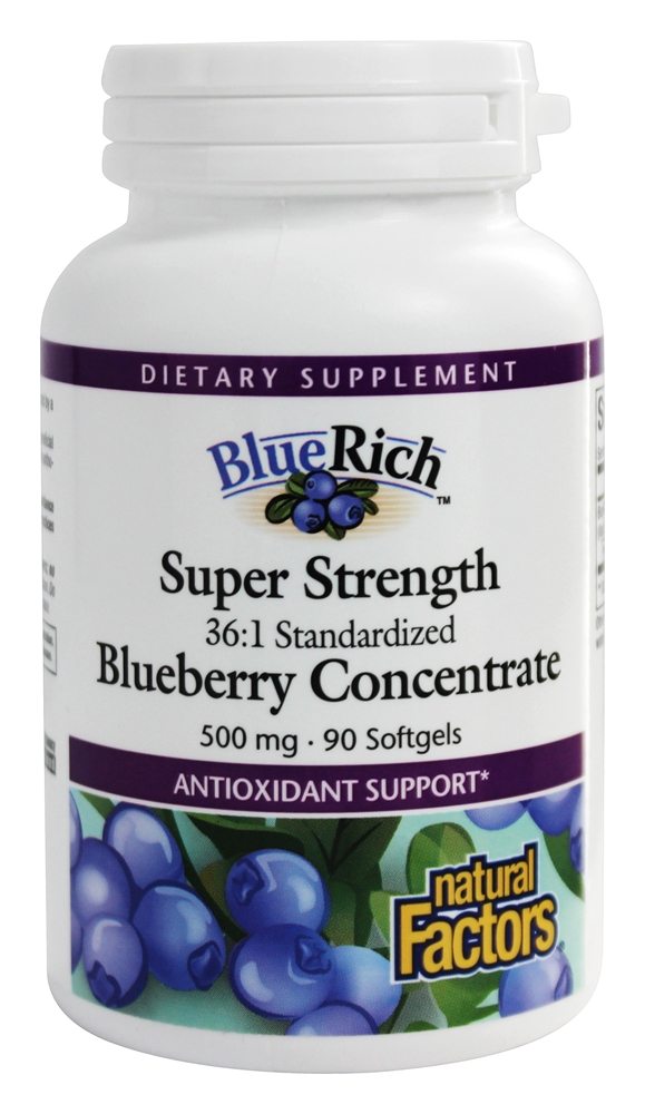 Natural Factors - Blue Rich Super Strength Blueberry Concentrate - 90 Softgels