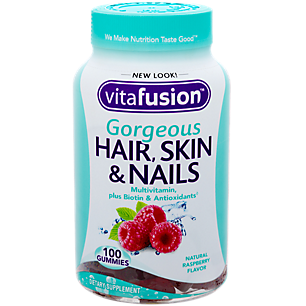 Gorgeous Hair, Skin & Nails Multivitamin Gummy with Biotin & Antioxidants - Raspberry (100 Gummies)