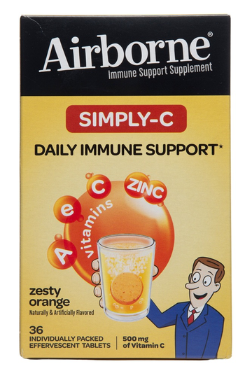 Airborne - Simply-C Daily Immune Support Zesty Orange - 36 Tablets