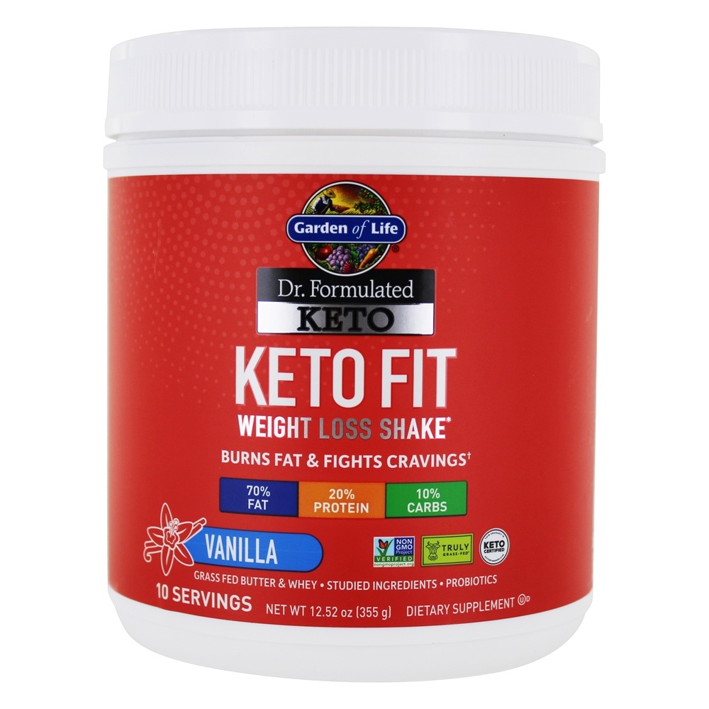 Garden of Life - Dr. Formulated Keto Fit Weight Loss Shake Powder 10 Servings Vanilla - 12.52 oz.
