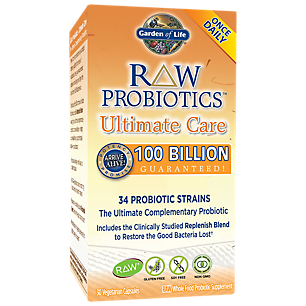 Raw Probiotics for Ultimate Care - 100 Billion CFUs (30 Vegetarian Capsules)