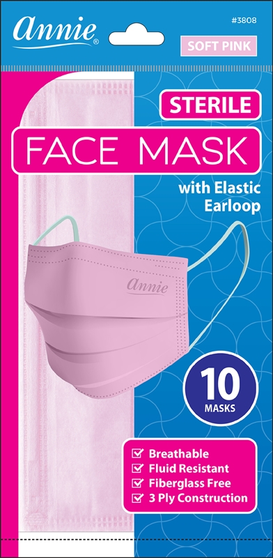 Annie - Sterile Face Mask with Elastic Earloop Soft Pink - 10 Mask(s)
