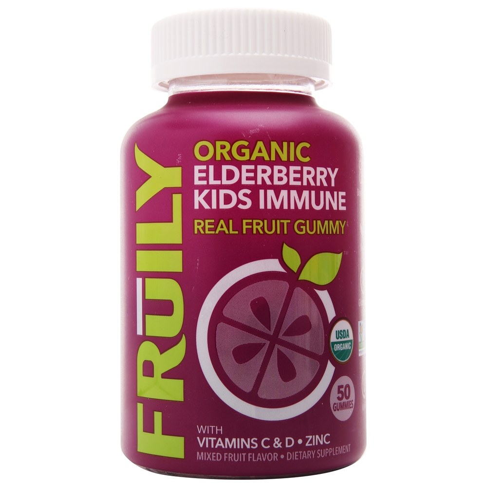 Fruily - Organic Kids Elderberry with Zinc Vitamin C & D3 Real Fruit Gummy - 50 Gummies