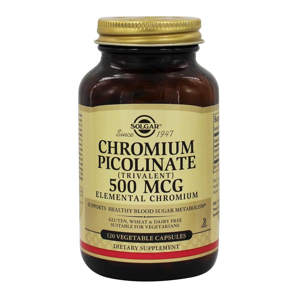 Solgar - Chromium Picolinate Trivalent Elemental Chromium 500 mcg. - 120 Vegetarian Capsules