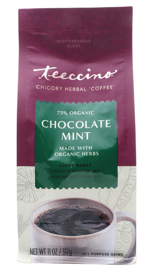 Teeccino - Light Roast Caffeine Free Chicory Herbal Coffee Chocolate Mint - 11 oz.