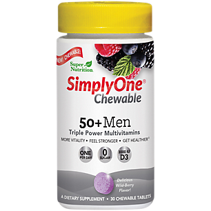 SimplyOne Chewable Multivitamin for Men 50+ - Wild Berry (30 Chewable Tablets)