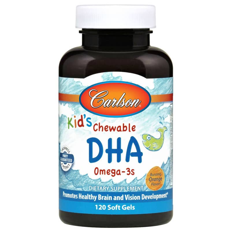Carlson Labs Kids Chewable DHA Omega-3s with Natural Orange Flavor 120 Chewables 120 Softgels