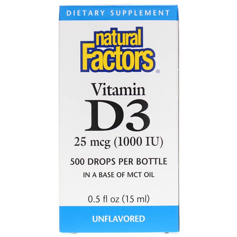 Natural Factors Vitamin D3 25 Mcg Liquid .5 Oz