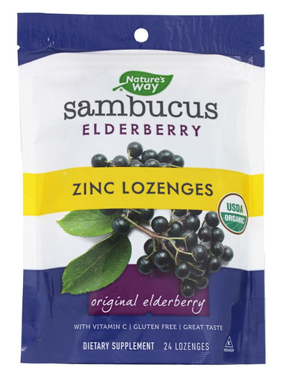 Nature's Way - Organic Sambucus Zinc Lozenges - 24 Lozenges