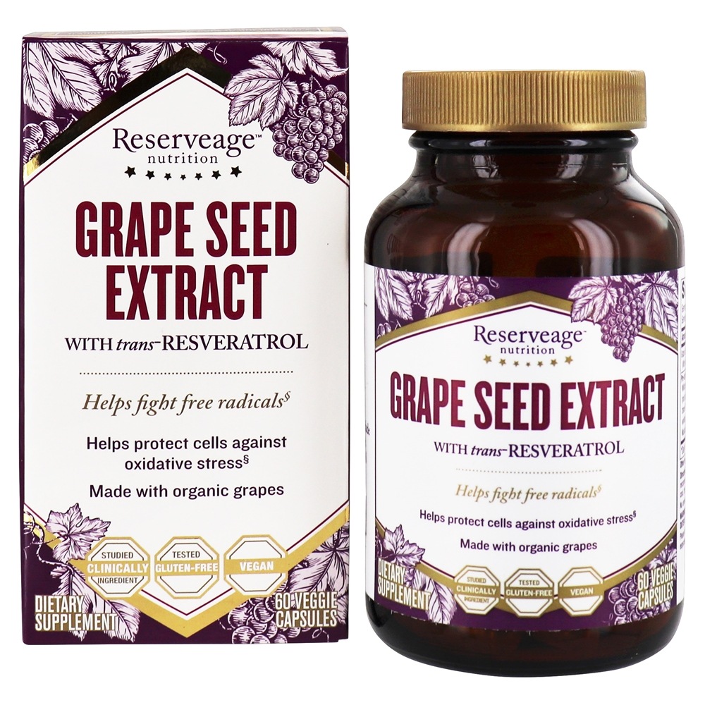 Reserveage Nutrition - Grape Seed Extract with Resveratrol 325 mg. - 60 Vegetarian Capsules