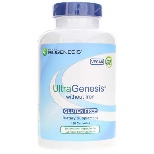 Nutra Biogenesis UltraGenesis without Iron, Comprehensive Multivitamin/Mineral 180 Veg Capsules