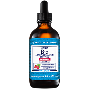 Liquid B12 Methylcobalamin for Energy Production - 5,000 MCG - Raspberry (2 Ounces)