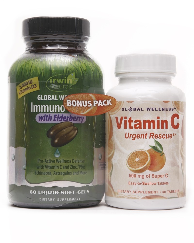 Irwin Naturals - Immuno-Shield with Elderberry Vitamin C Bonus Pack - 60ct30ct