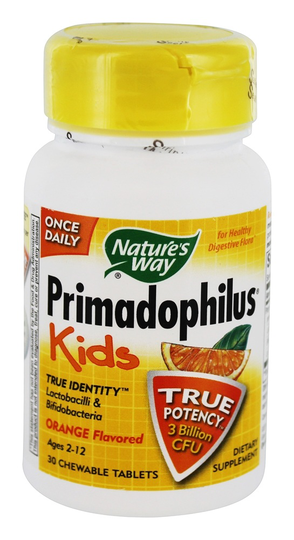 Nature's Way - Once Daily Primadophilus Kids Orange 3 Billion CFU - 30 Chewable Tablets