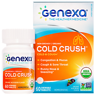 Cold Crush - Organic Cold & Cough Homeopathic Support - Acai Berry (60 Chewable Tablets)