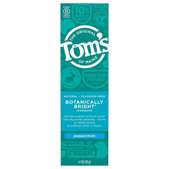 Tom's of Maine - Natural Fluoride-Free Botanically Bright Whitening Toothpaste Peppermint - 4.7 oz.