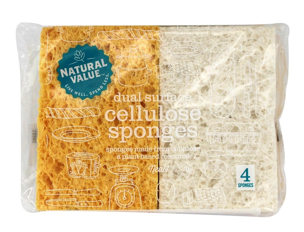 Natural Value - Dual Surface Cellulose Sponges - 4 Pad(s)