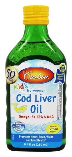 Carlson Labs - Kid's Norwegian Cod Liver Oil Lemon Flavor - 8.4 fl. oz.