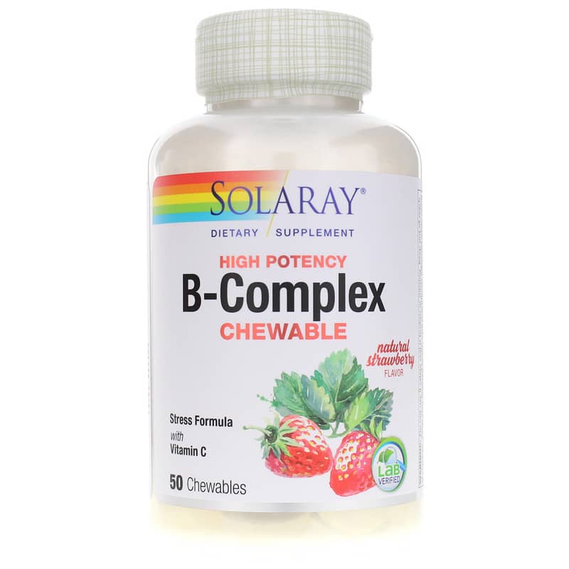 Solaray B-Complex Chewable, High Potency Formula Strawberry 50 Chewables